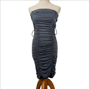 Sirens Gray Slinky Tube Dress Ruched Medium